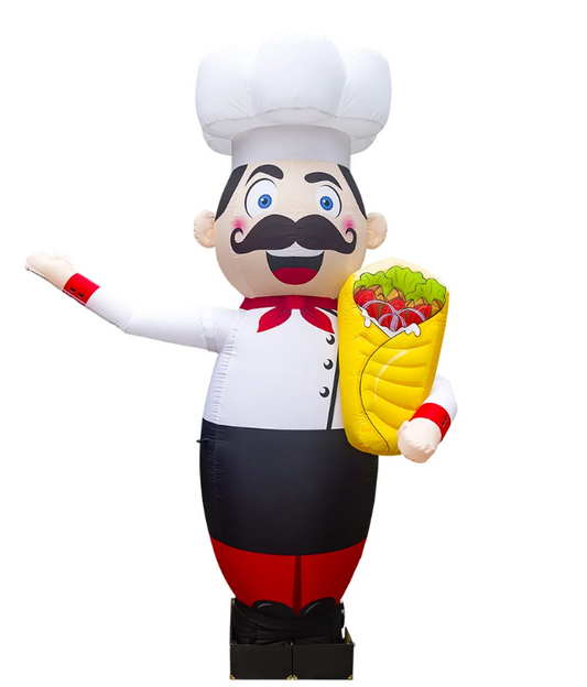 Inflatable waving character Chef with shawarma 340 cm with air blower for outdoor advertising of shawarma stand