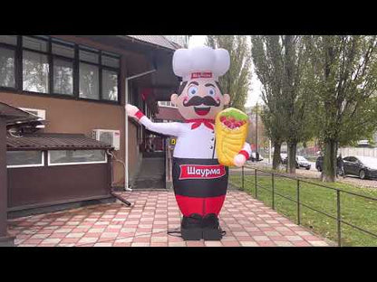 Inflatable waving character Chef with shawarma 340 cm with air blower for outdoor advertising of shawarma stand