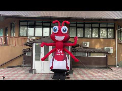 Inflatable waving ant character 340 cm with fan for coffee shop advertising