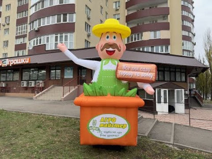 Inflatable hand fan 340 cm for outdoor advertising of garden goods store with movable arms and built-in fan