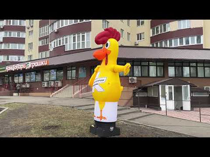 Inflatable waving rooster 3.4 meters for outdoor advertising of meat and food stores, built-in fan