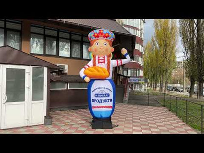 Inflatable Ukrainian aeroman 340 cm with bread for outdoor advertising of a grocery store