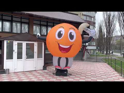 Inflatable character waving hand, Kolobok 340 cm with fan for outdoor advertising of a dumpling shop, cafe or establishment with traditional cuisine