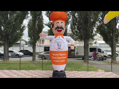Inflatable waving man chef 340 cm with fan for advertising of convenience store