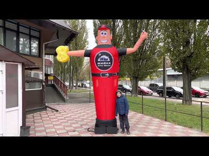 Inflatable figure Car Washer 340 cm in a red suit with a fan outdoor advertising