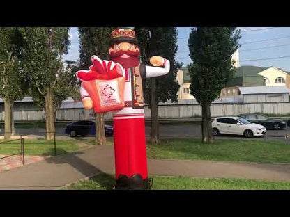 Bearded Hutsul in red Aeroman with arms 340 cm for outdoor advertising of a butcher shop