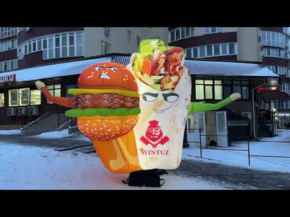 Inflatable burger shawarma figure 340 cm with fan for outdoor fast food advertising