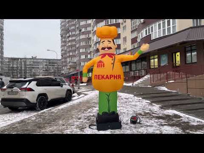 Inflatable character waving hand, Chef 340 cm with fan for outdoor bakery and cooking advertising