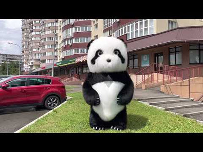 Inflatable panda costume with long fur 240 cm for animators
