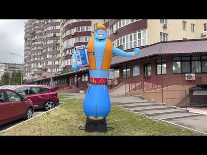 Inflatable man 340 cm with a bright design for a construction supermarket