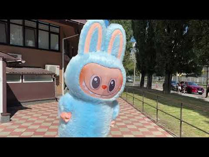 Inflatable Lobubu costume 240 cm with long fur, fan and battery