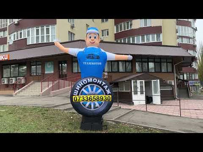 Inflatable figure Tire fitter 340 cm with wheel and number outdoor tire fitting advertising
