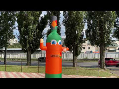 Inflatable bottle waving figure 340 cm with backlight for grocery store