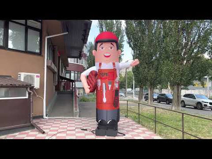 Inflatable waving character for roadside cafe 340 cm with fan for advertising BBQ and barbecue