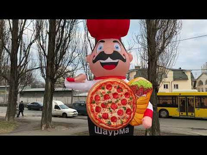 Inflatable figure chef with pizza 340 cm for advertising pizzerias and fast food