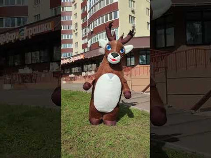 Inflatable plush deer costume, fan and battery, height 260 cm