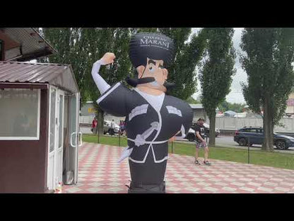 Inflatable waving Georgian man height 340 cm with fan for Georgian cuisine restaurant
