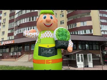 Inflatable man for gardening shop height 340 cm with waving hand