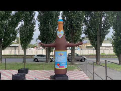 Inflatable waving man bottle 340 cm high with fan for outdoor advertising