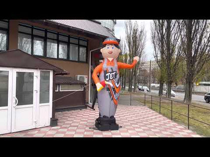 Inflatable figure 340 cm gas station attendant with fan outdoor advertising gas station