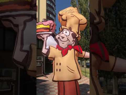 Inflatable character waving hand, Baker 340 cm with fan for outdoor advertising of bakery, pastry shop or dessert cafe