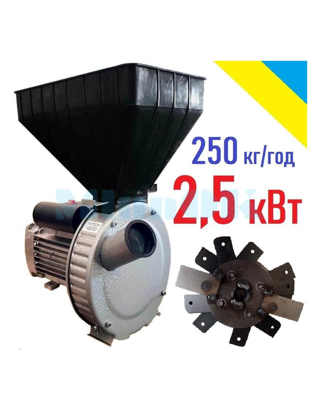 Kruszarka do ziarna Gazda M80 (2,5 kW, ziarno, kolby kukurydzy)