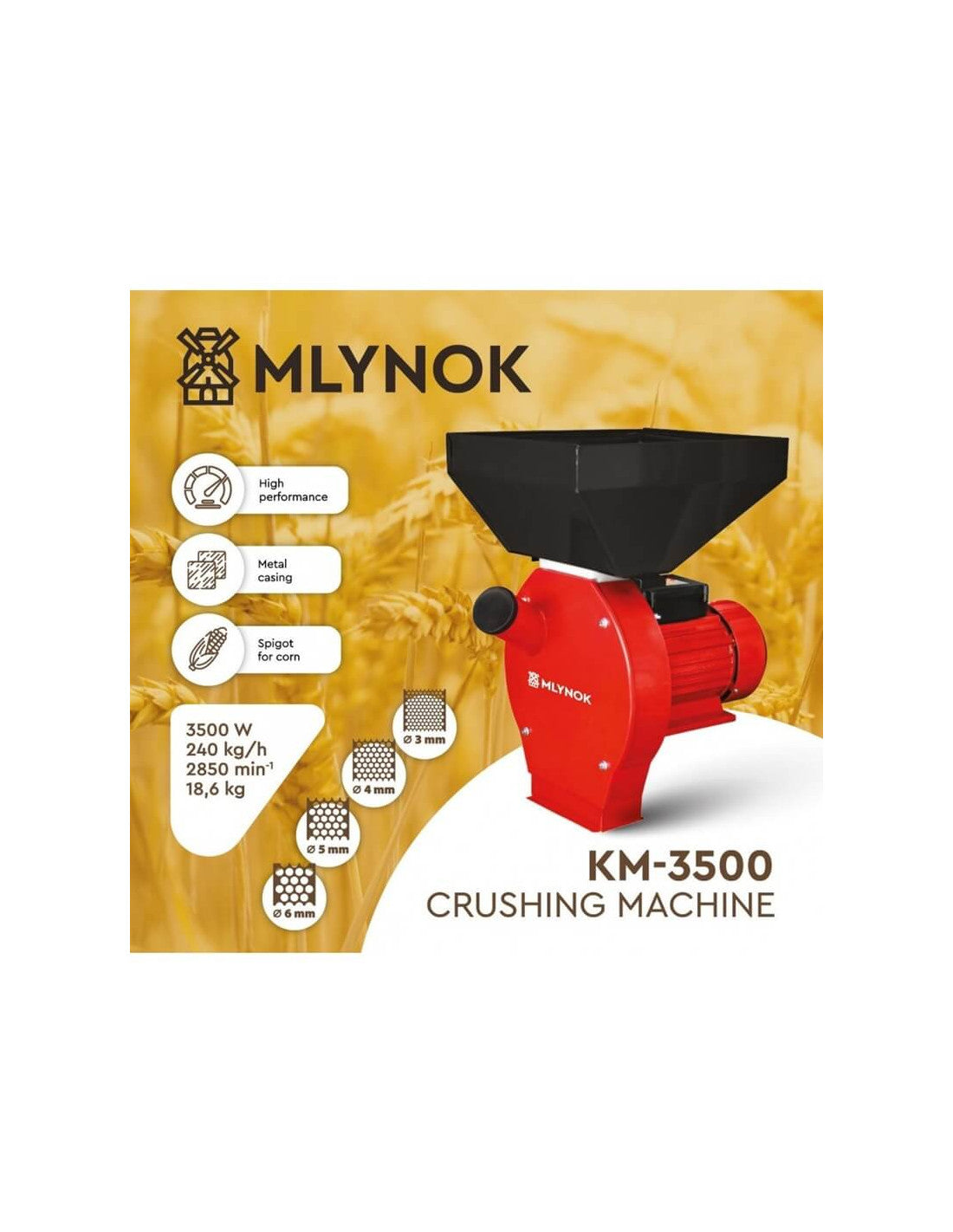 Kruszarka do ziarna MLYNOK KM-3500 (Mlynok)